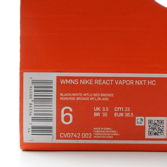 Womens Nike React Vapor NXT HC Black Bronze Tennis Shoes CV0742-002 Size 6 - Picture 11 of 11